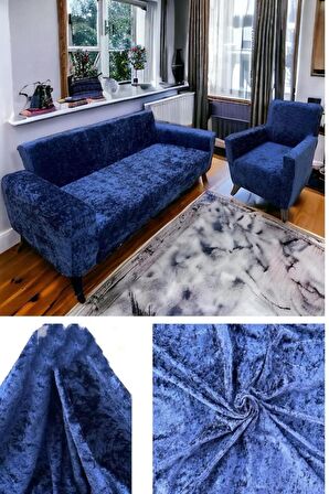 LACİVERT Lastikli 3 3 1 1 Kadife Koltuk Örtüsü Takımı| Kanepe Kılıfı| Çekyat Örtüsü| Koltuk Kılıfı