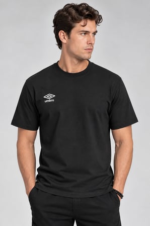 UMBRO Milo Erkek Siyah Pamuklu Spor Tişört FF0450