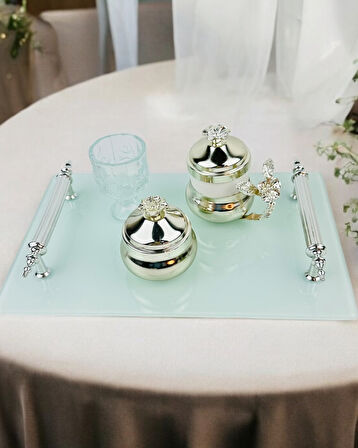 Harmonize Beyaz Söz Tepsisi ve Damat Kahve Fincanı