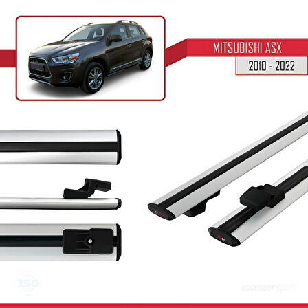 Mitsubishi ASX (GA) 2010-2022 Arası ile Uyumlu BASIC Model Ara Atkı Tavan Barı Gri 2 Adet