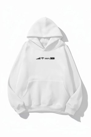 Unisex Yumuşak Dokulu Phone's Icons Baskılı Tasarım Oversize 3 İplik Hoodie Sweatshirt