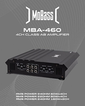 MOBASS MBA-460-4X60W RMS-KALİTELİ 4 KANAL YER KAPLAMAYAN YENİ NESİL ANFİ