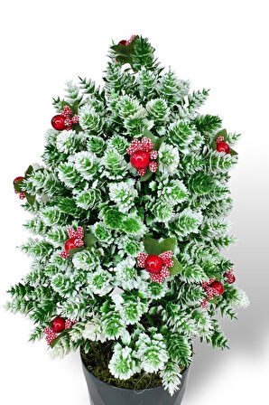 Yapay Çiçek Yılbaşı Çam Ağacı Kokinalı Karlı Kayın Siyah Saksılı