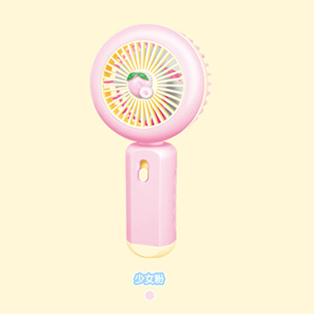 Ledli Mini Fan Şarj Edilebilir El Fanı Vantilatör - Pembe (şeftali)