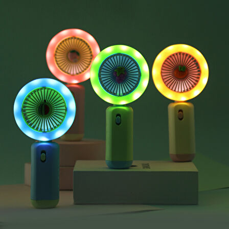 Ledli Mini Fan Şarj Edilebilir El Fanı Vantilatör - Pembe (şeftali)