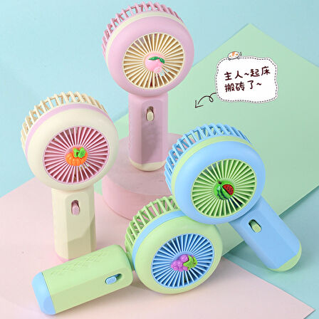 Ledli Mini Fan Şarj Edilebilir El Fanı Vantilatör - Pembe (şeftali)