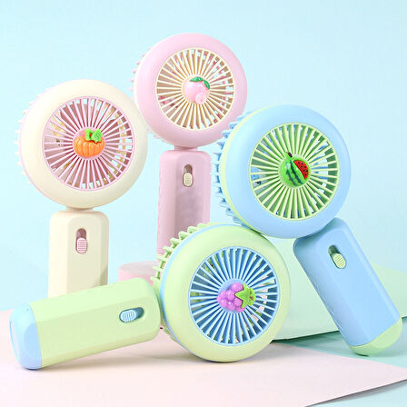Ledli Mini Fan Şarj Edilebilir El Fanı Vantilatör - Pembe (şeftali)