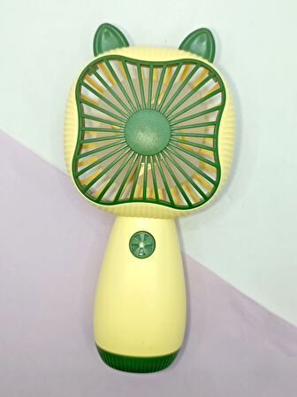 Mini Fan Kedi Model Fan Şarj Edilebilir El Fanı Vantilatör - Yeşil