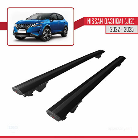 Nissan Qashqai 3 (J12) 2022 ve Sonrası ile Uyumlu HOOK Model Ara Atkı Tavan Barı Siyah 2 Adet