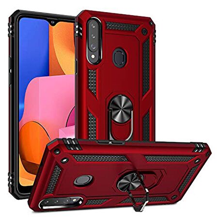 Gpack Samsung Galaxy A20s Kılıf Vega Standlı Yüzüklü MıknatıslıNano Glass