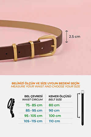 Çift Gold Köprülü Kahve Kadın Kemer