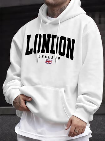 Londra İngiltere Bayrağı Baskı Kazak Erkekler Için Sonbahar Hip Hop Kazaklar Polar Tüm Maç Uz