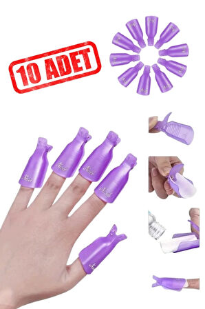 Kalıcı Oje Çıkarma Mandalı Korumalı 10 Adet Mor