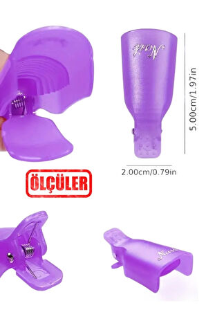 Kalıcı Oje Çıkarma Mandalı Korumalı 10 Adet Mor