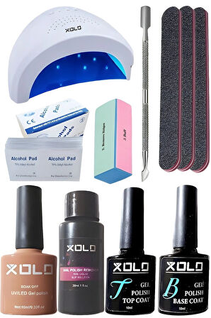 Kalıcı Oje Yapma Seti 20 Parça Nude Serisi Top Base Top Coat Solüsyon Kronk Törpü Uv Led Seti