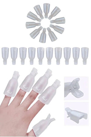 Kalıcı Oje Çıkarma Mandalı Korumalı 10 Adet Şeffaf