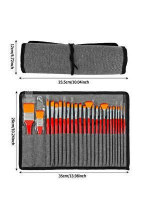 25 Parça Yağlı Akrilik ve Goaj Boya Fırçası Takımı Naylon Fırça Seti cin681