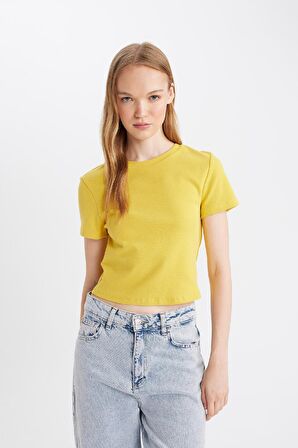 DeFacto Coool Fitted Ribana Basic Kısa Kollu Tişört T9631AZ24AUYL203