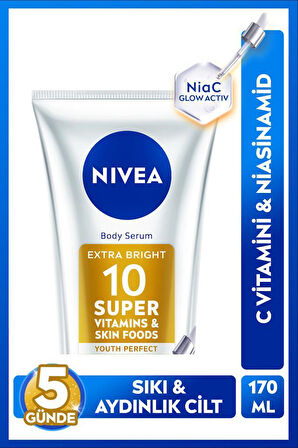 Super10 Serum Etkili Vücut Losyonu SPF15 170 ml,5 Günde Aydınlatıcı,C Vitamini,Niasinamid