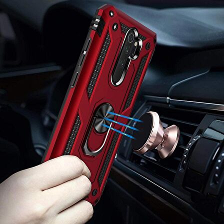Gpack Xiaomi Redmi Note 8 Pro Kılıf Vega Standlı Yüzüklü Mıknatıslı