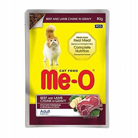 Meo Dana ve Kuzu Etli Kedi Pouch Konservesi 12x80 gr 