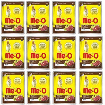 Meo Pouch Jöle İçinde Dana Etli Kedi Konservesi 80 Gr X 12 Adet