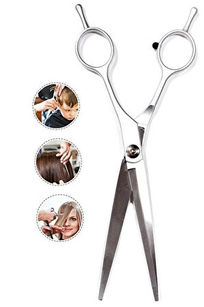 Sağ ve Sol El Kullanımına Uygun Çelik Saç Kesim Makası Düz Kuyruklu Mat Çelik 6 İnç 17cm DH504B