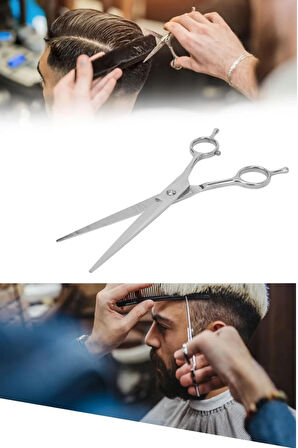 Sağ ve Sol El Kullanımına Uygun Çelik Saç Kesim Makası Düz Kuyruklu Mat Çelik 6 İnç 17cm DH504B