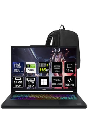 Crosshair 16 Max HX Ultra 9 275HX RTX 5070 12GB 115W 24GB RAM 2TB SSD 16″ QHD+ (2560 x 1600) OLED 165Hz Win11 Home E2WGXK043TRP376 Gaming Laptop + PER4 Çanta