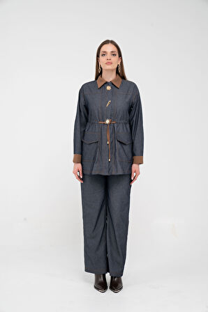 Kahve Detaylı Kadın İkili Takım K8073