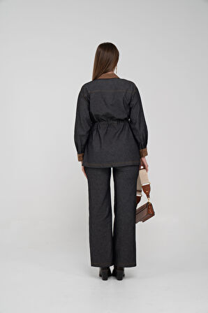 Kahve Detaylı Kadın İkili Takım K8073