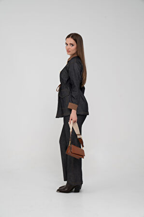 Kahve Detaylı Kadın İkili Takım K8073