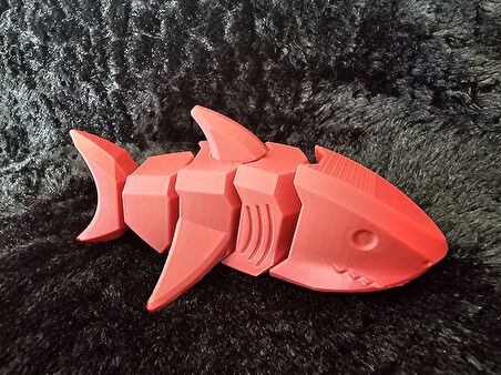 10CM Ufak Hareketli Bebek Köpek Balığı PLA Doğal Malzeme Kırmızı