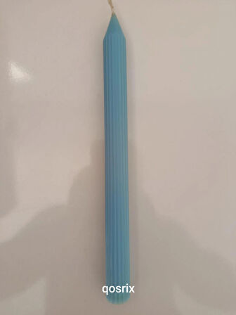 qosrix Açık Mavi Şamdan Soya Mumu 1. Kalite Soya Doğal Pudra Kokulu Uzun Çubuk Konik Mum Dekoratif 1 Adet