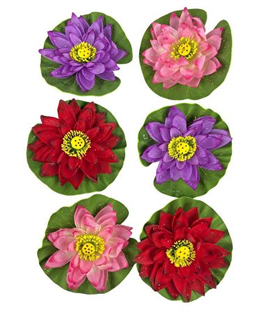 Yapay Çiçek Nilüfer Köpük Lotus Havuz Ve Akvaryum Dekoru 6ADET