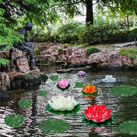 Yapay Çiçek Nilüfer Köpük Lotus Havuz Ve Akvaryum Dekoru 6ADET