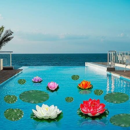 Yapay Çiçek Nilüfer Köpük Lotus Havuz Ve Akvaryum Dekoru 6ADET
