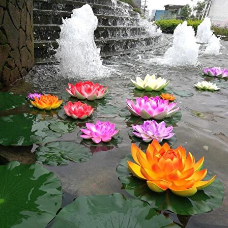 Yapay Çiçek Nilüfer Köpük Lotus Havuz Ve Akvaryum Dekoru 6ADET