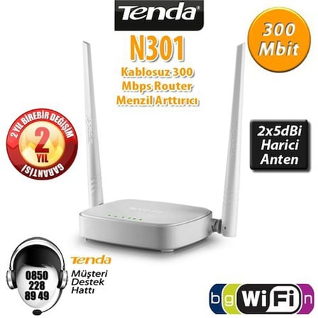 Tenda N301 4port 300Mbps Wifi-N Acces Point Kablosuz Router