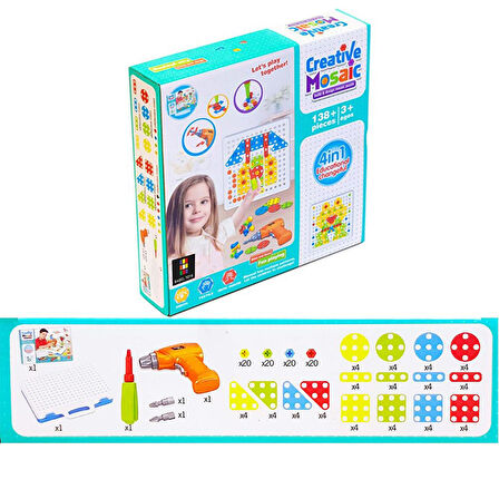 Creative Mozaik Pilli Matkap Seti 138 Parça Puzzle