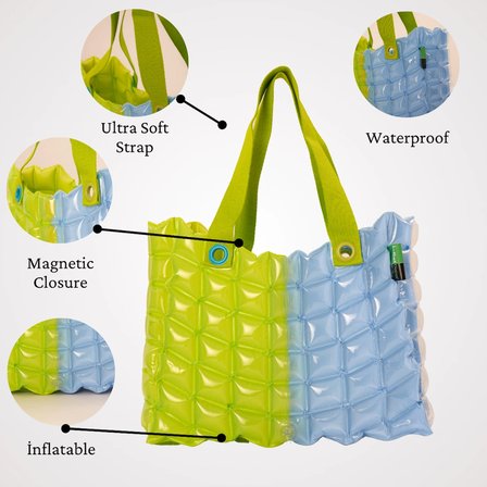 inflat Decor Kadınlar için Plaj Çantaları Su Geçirmez Kum Geçirmez Hafif Orta Boy Plaj Çantası Havuz Çantaları Yaz Tote Çanta Double Chic M 