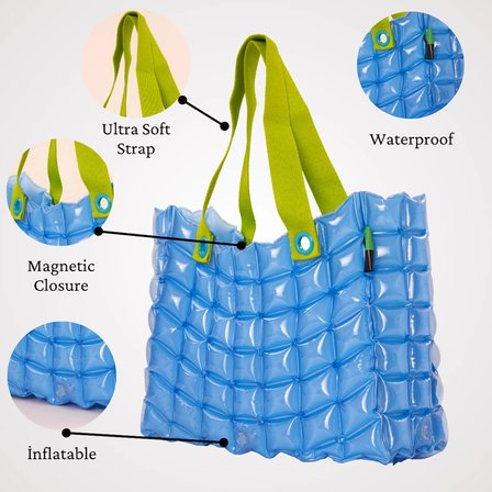 inflat Decor Kadınlar için Plaj Çantaları Su Geçirmez Kum Geçirmez Hafif Orta Boy Plaj Çantası Havuz Çantaları Yaz Tote Çanta Double Chic M 