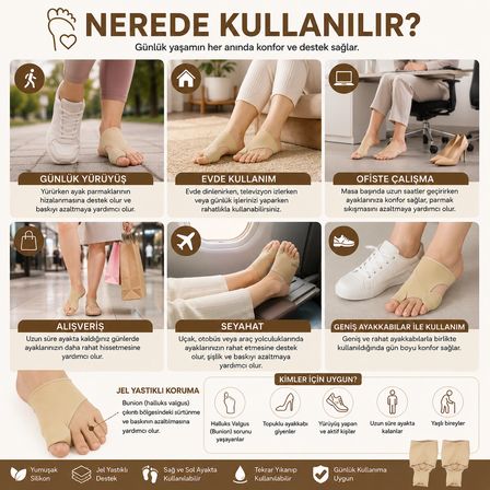 Silikon Destekli / Yastıklı Halluks Valgus İzolasyon Jel Ayak Koruyucu – Ayak Parmak Ayırıcı | Yumuşak Bunion Düzeltici | Parmak Hizalama ve Günlük Konfor Desteği 1 ÇİFT BEDEN : L (39-43)
