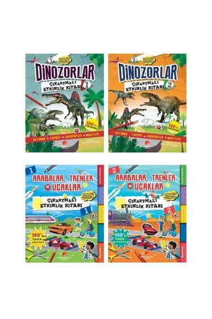 Dinozorlar Arabalar Trenler Ve Uçaklar Çıkartmalı Etkinlik Seti