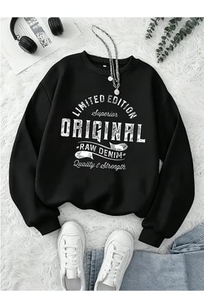 Unisex Original Baskılı Bisiklet Yaka Sweatshirt