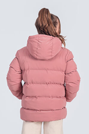 Kız Çocuk Kapüşonlu Nova Kumaş Kışlık Mont KM1010