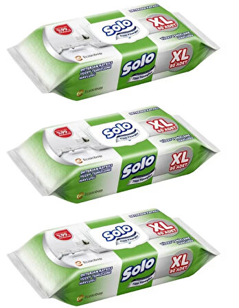 Solo Tüm Yüzeyler Islak Temizleme Havlusu XL 80 Yaprak 3 ADET