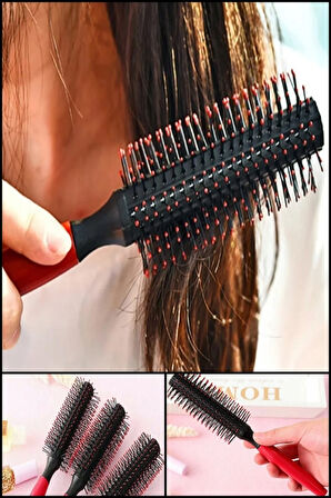 Profesyonel Boncuklu Fön Fırçası Fön Tarağı Pembe Natural Boncuk Isıya Dayanıklı XLT920