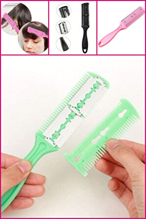 3 Adet Turkuaz Jiletli Tarak Usturalı Saç Tarağı İzli Saç Kesim Jilet Dahil