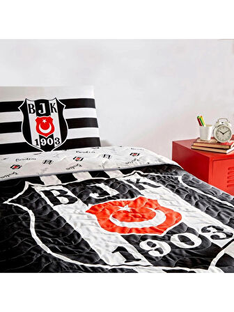 Taç Beşiktaş Lisanslı Tek Kişilik Strıpe Yatak Örtüsü Seti
